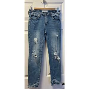 Kan Can Women's Blue Mid Rise Ankle Skinny Jeans, Size 7/27